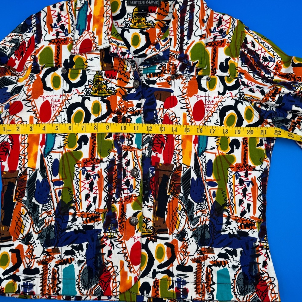 VTG Mirror Image Women's XL Abstract Print Button Up Jacket Made in India - Picture 8 of 10